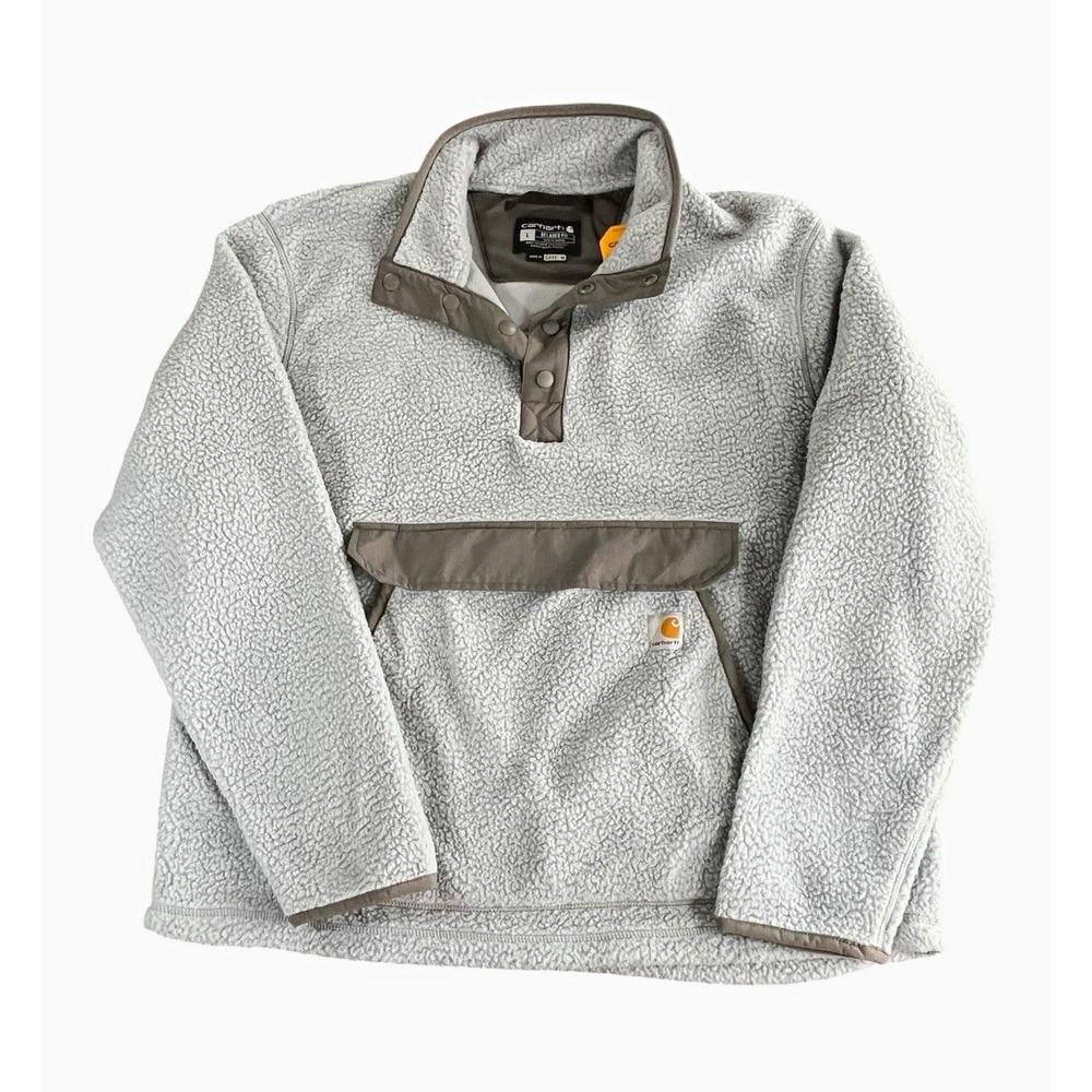 Carhartt Women's Gray Fleece Pullover Sweatshirt 1/4 Zip Mock Neck L